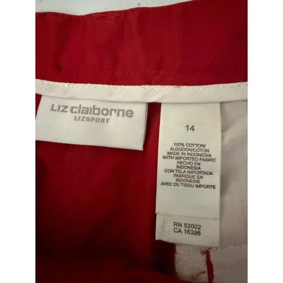 Liz Claiborne Shorts Womens Size 14 Red Nautical High Waisted Preppy Casual - Picture 7 of 8